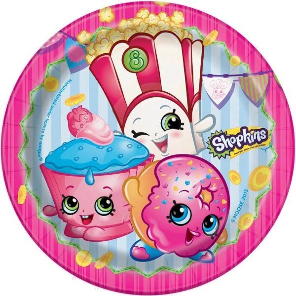 Shopkins Birthday Party Cake Plates, 7in - 8ct