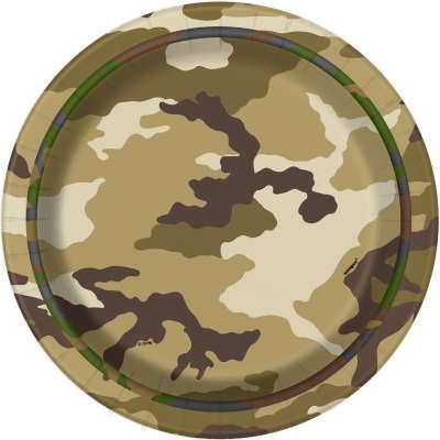 *Camouflage Party Cake Plates, 7in - 8ct, Military, Army