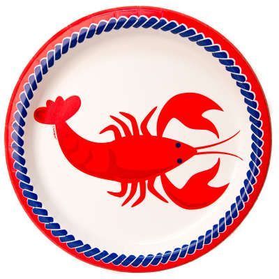 Nautical Anchor Party Lobster Luncheon Plates, 9in - 8ct