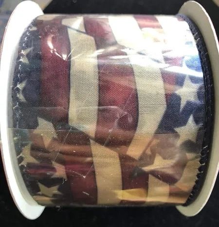 BOGO SALE - Patriotic American Flag Fabric Ribbon 2.5in x 10yd
