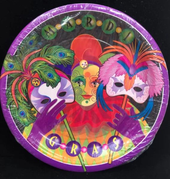 *Mardi Gras Party Cake Plates, 7in - 8ct - Masquerade