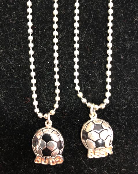 BOGO SALE - Best Friends Soccer Necklaces on Beaded Chain - 2pc set