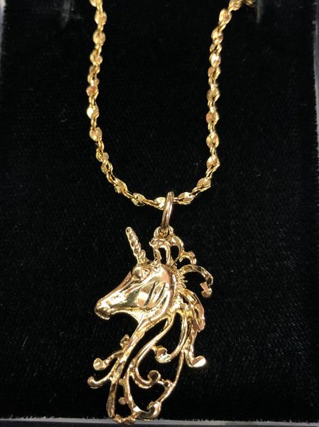 Unicorn Necklace, Gold Color - Costume Jewelry