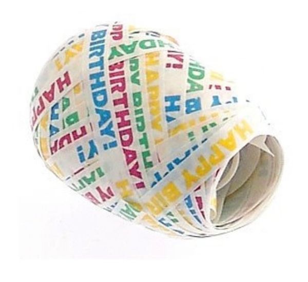 Happy Birthday Curling Ribbon - 50ft - Colorful Printed Ribbon