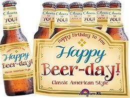 (#19) Jumbo Happy Birthday Beer-day Balloon - Six Pack Super Shape Foil Balloon, 35in