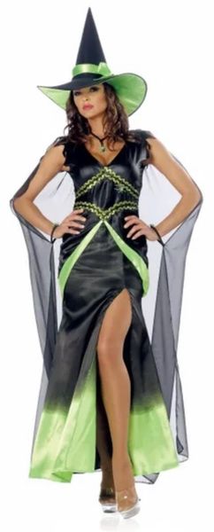 Deluxe Fabulous Classy Witch Costume Dress - Medium Black, Green - Halloween Spirit