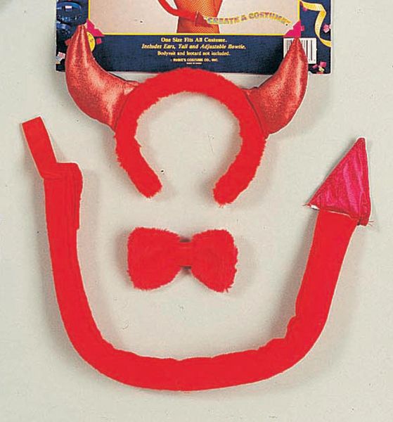 Red Satin Devil Accessory Kit - Halloween Sale