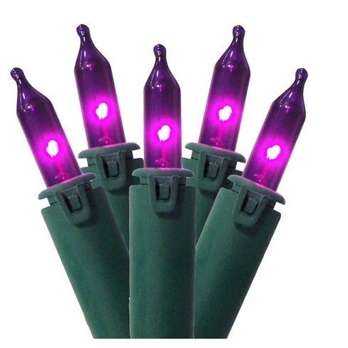 *TWO! 100 Purple String Lights, Green Wire – Indoor/Outdoor - Christmas - Halloween