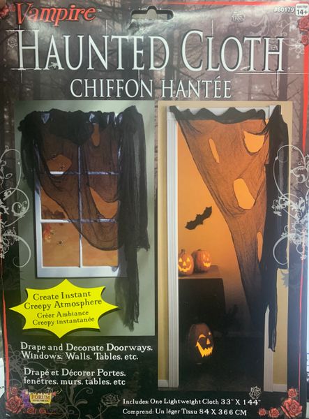 *Creepy Haunted House Black Cloth, 12ftx33in - Halloween Decoration