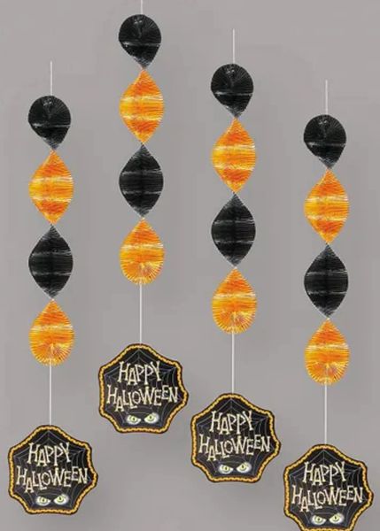 Happy Halloween Hanging Spiral Swirl Party Decorations, 18in - 4ct