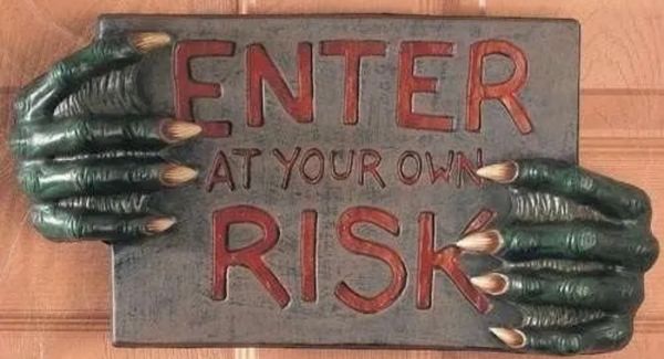 *Enter at Your Own Risk Door Sign Decoration, with Monster Hands, 15in - Halloween