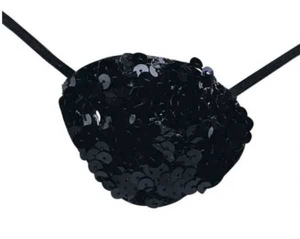 *Black Sequin Pirate Eyepatch Costume Accessory, Unisex - Halloween - Eye Patch