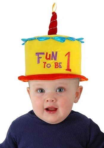 Fun To Be 1 First 1st Birthday Cake Hat with Candle - Birthday Boy Hat