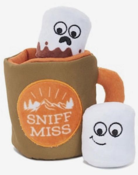 *Sniff Miss Hot Cocoa Bark Pet Dog Treat Hider - Marshmallow Dog Toys - Halloween & Holiday Novelty Gifts