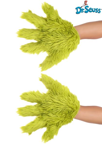 *Deluxe Dr Seuss the Grinch Green Furry Hands, Kids - Christmas - After Halloween Sale