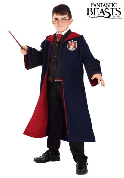Harry Potter Vintage Hogwarts Gryffindor Robe - Kids Standard Size 38in Long, Chest Up to 44in - Halloween Spirit