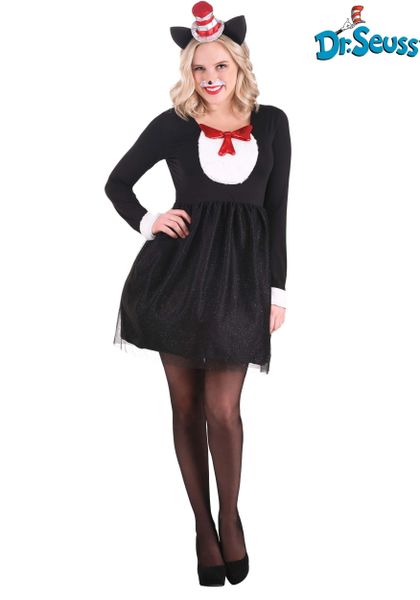 *Dr Seuss Cat in the Hat Black Dress Costume, Women's Medium - After Halloween Sale