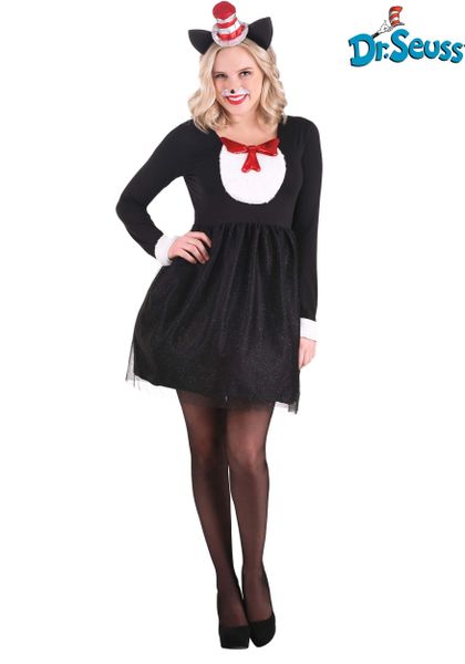 *Dr Seuss Cat in the Hat Black Dress Costume, Women's Medium - Halloween