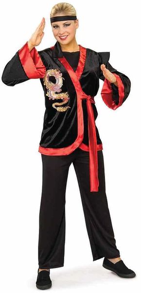 Red Dragon Lady Ninja Costume, Karate - Halloween Sale - under $20