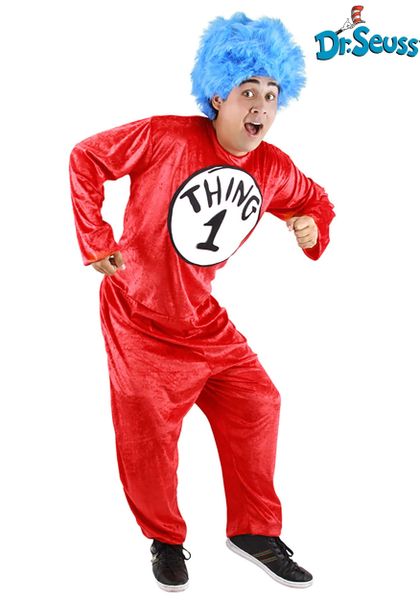 Dr Seuss Cat in the Hat Thing 1 & 2 Adult Costume, Unisex - Couples Costumes - Purim - Halloween Sale