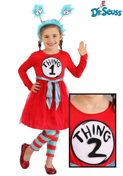 Toddler Dr Seuss The Cat in the Hat, Thing 1 & 2 Kids Costume 4T - Halloween Costumes