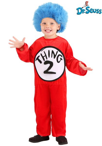 *Deluxe Dr Seuss Thing 1 & 2 Costume, Toddler 2T-4T - After Halloween Sale