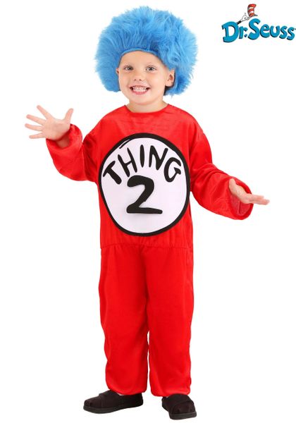 *Deluxe Dr Seuss Thing 1 & 2 Costume, Toddler 2T-4T - Halloween