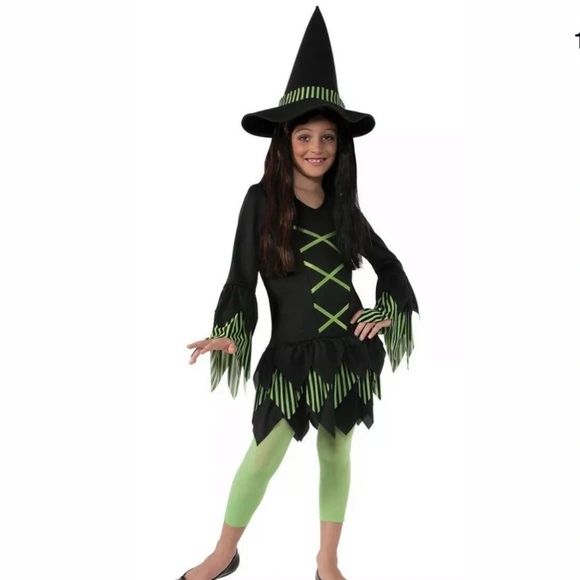 *Lime Green Witch Costume, Girls - Halloween