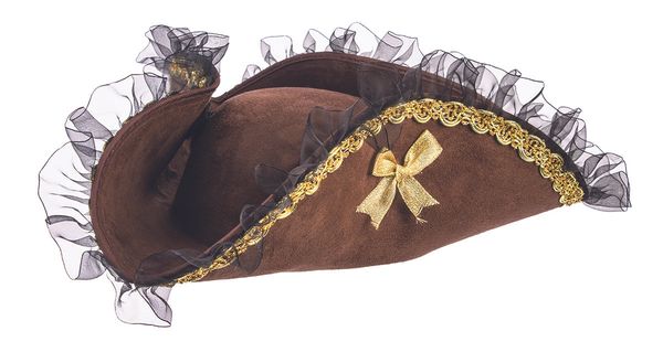 *Brown Tricorner Buccaneer Pirate Hat Costume Accessory, Unisex - Halloween