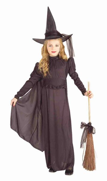 *Classic Wicked Witch Costume, Black Dress, Girls Small - Halloween