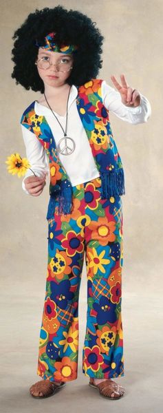 *Kids Hippie Costume. Peace, Flowers, Fringe Vest - After Halloween Sale