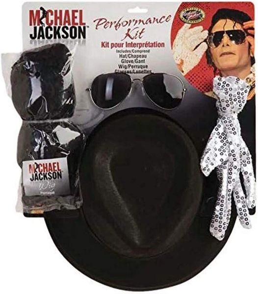 Michael Jackson Costume Accessory Kit, Wig, Sunglasses, Glove and Hat - Licensed