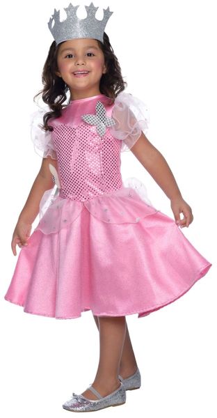 *Wizard of Oz Pink Sequin Glinda the Good Witch Dress Costume, Girl's Medium - Halloween