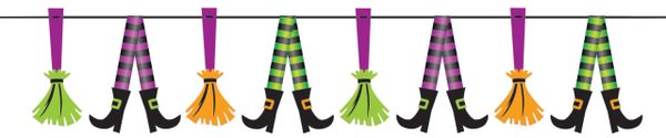 BOGO SALE - Witch Leg Garland, Witch Brooms Cutouts - Halloween Decorations - under $20