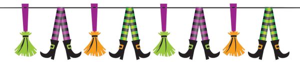 *Witch Legs & Brooms Cutout Halloween Garland Decoration