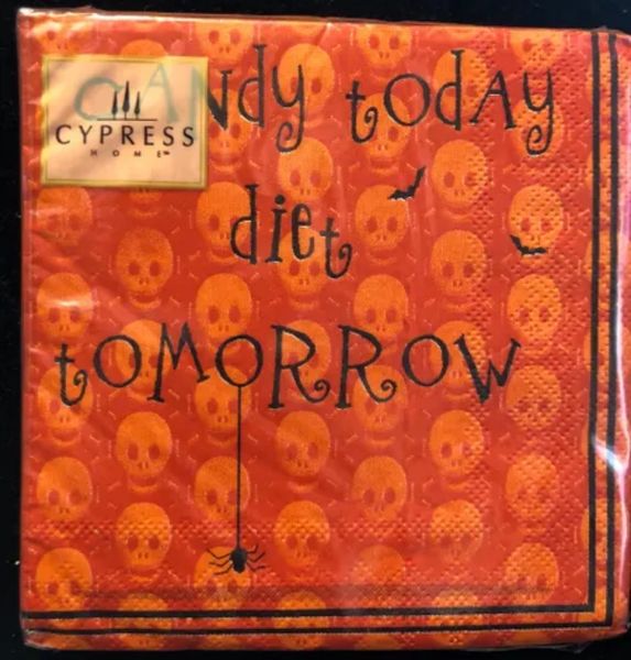 Halloween Party Beverage Party Napkins, Candy today, diet tomorrow - 20ct - Funny Halloween Napkins