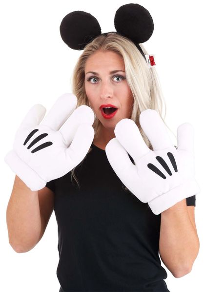 *Disney Mickey Mouse Costume Accessory Kit, White Gloves, Ears, Adult, Unisex - Halloween