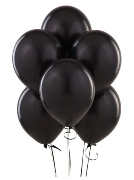 20 Jet Black Latex Balloons, 9in - Black Balloons - Halloween Decorations
