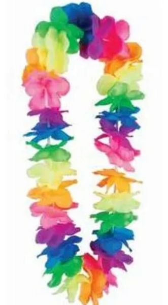 *Rainbow Silk Flower Lei - Hawaiian Costume Accessory - Multi Color