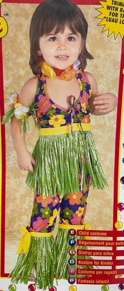 Hippie Hula Girl Hawaiian Costume, Toddler Size 2T-4T - Halloween Sale - under $20