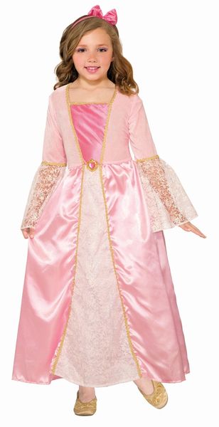 Pink Princess Fairy Tale Deluxe Costume Dress, Girls Small 4-6 - Lacey Princess - Halloween Spirit - Purim