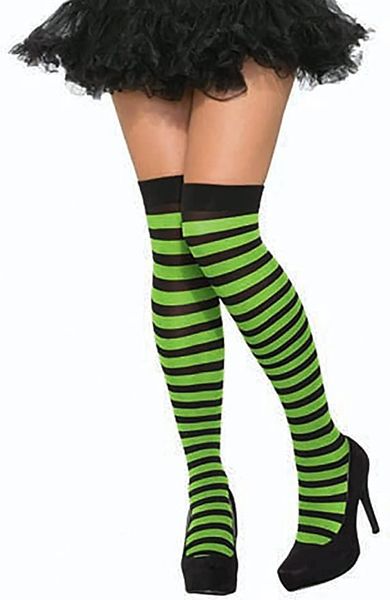 Striped Black & Green Tights Accessory - Witch Socks - Striped Socks - Halloween Spirit - under $20