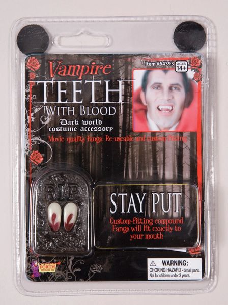 Vampire Fangs with Blood Accessory - Dracula - Halloween Spirit - under $20