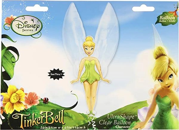 BOGO SALE - Jumbo 3D Tinker Bell Balloon, 45in - See-Though Super Shape Clear Balloon
