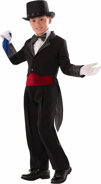 Kids Magician Tailcoat Costume, Black - Halloween Spirit - under $20