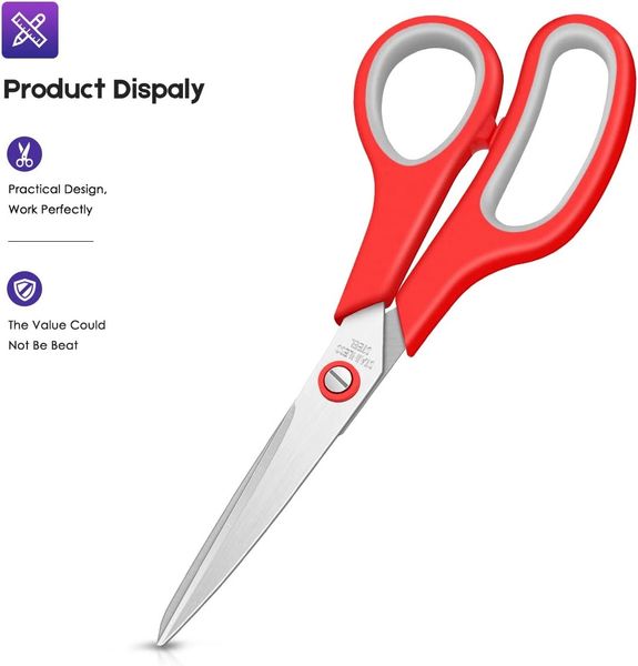 8in Multipurpose Scissor, Soft Comfort-Grip Handles Stainless Steel