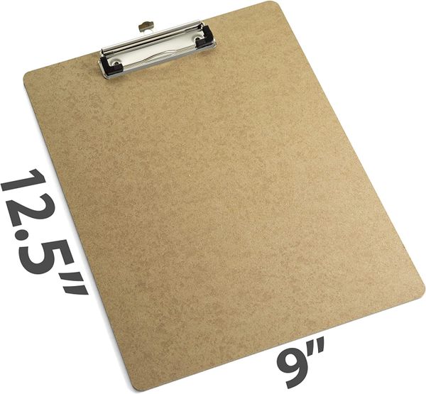 Wood Clipboard, Letter Size, Low Profile Clip - 9x12.5in