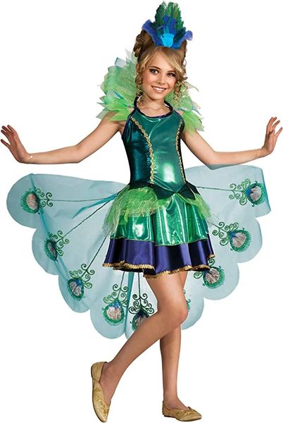 Peacock Costume Dress, Girls Size Medium 8-10 - After Halloween Sale