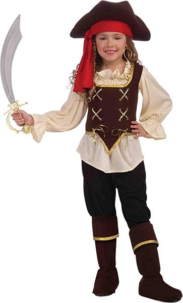 Deluxe Buccaneer Girl Pirate Costume - Medium 8-10 - After Halloween Sale - under $20