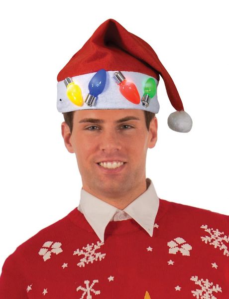 *TWO! Flashing Lights Santa Hat - Christmas Holiday Preview Sale - SantaCon